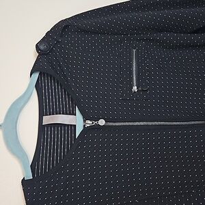 POOOLS Black Polka Dot Zip Up Jacket Size 16